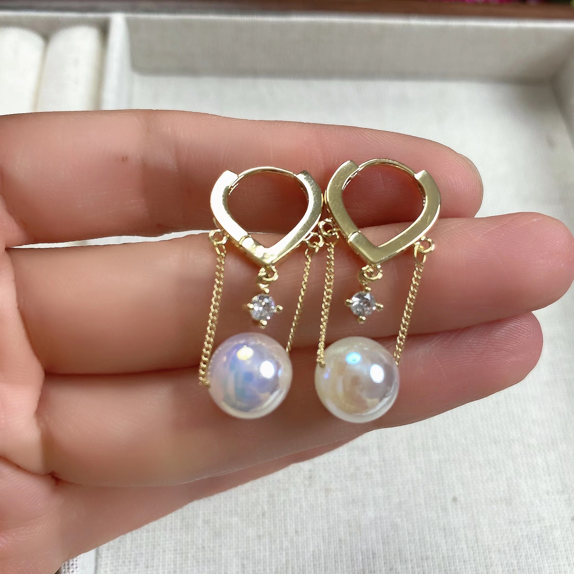Pendientes de perlas de estilo coreano borla del todo fósforo de las mujeres pendientes de diamantes de imitación con incrustaciones pendientes de alto grado pendientes de estilo ins lote