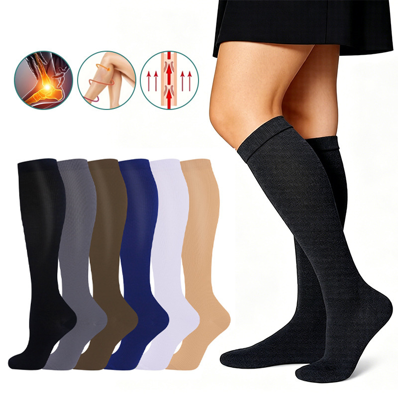 Cross-Border Solid Color Compression Calf Socks, Long Tube Sports Compression Socks for Women, Strong Pressure Nurse Vein Elastic Compression Socks Cross-Border Solid Color Compression Calf Socks, Long Tube Sports Compression Socks for Women, Strong Pressure Nurse Vein Elastic Compression Socks