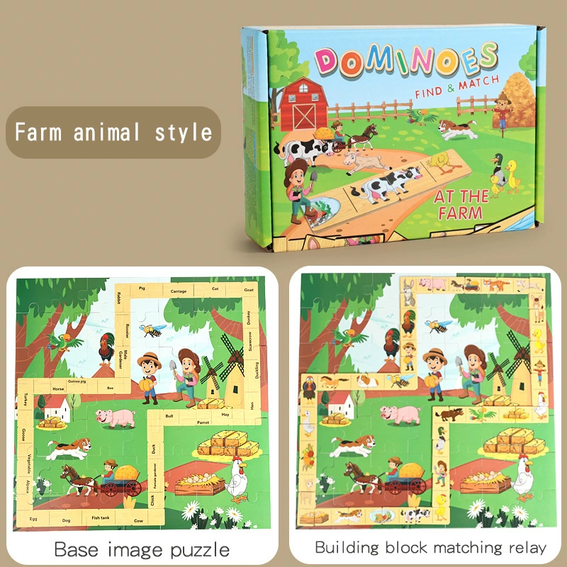 Intellectual farm for training, cognitive brainteaser, dominoes, toy, early education, training