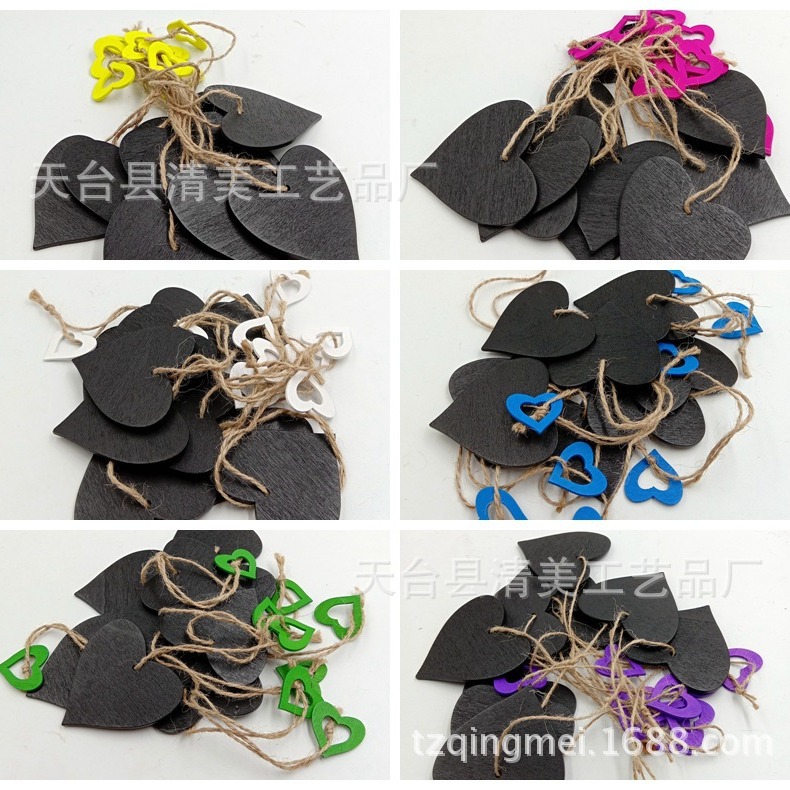 Seis pizarras pequeñas de colores, pizarras pequeñas en forma de corazón, 10 piezas en un paquete