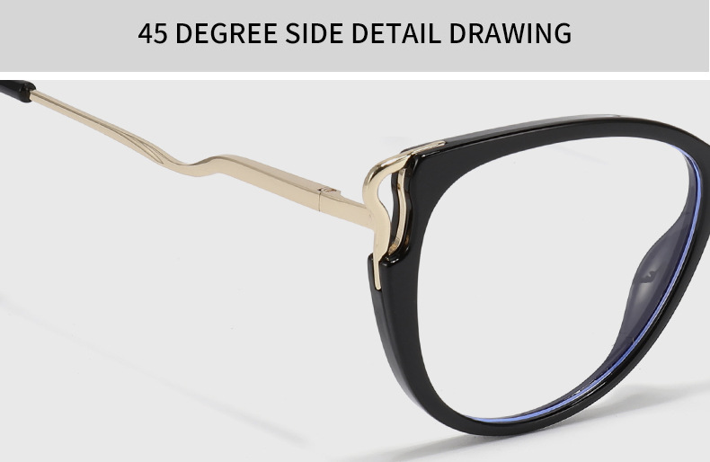 Lunettes rétro œil de chat anti-lumière bleue, monture haut de gamme, unisexe, cerclées en métal, pour hommes et femmes._voghion.com