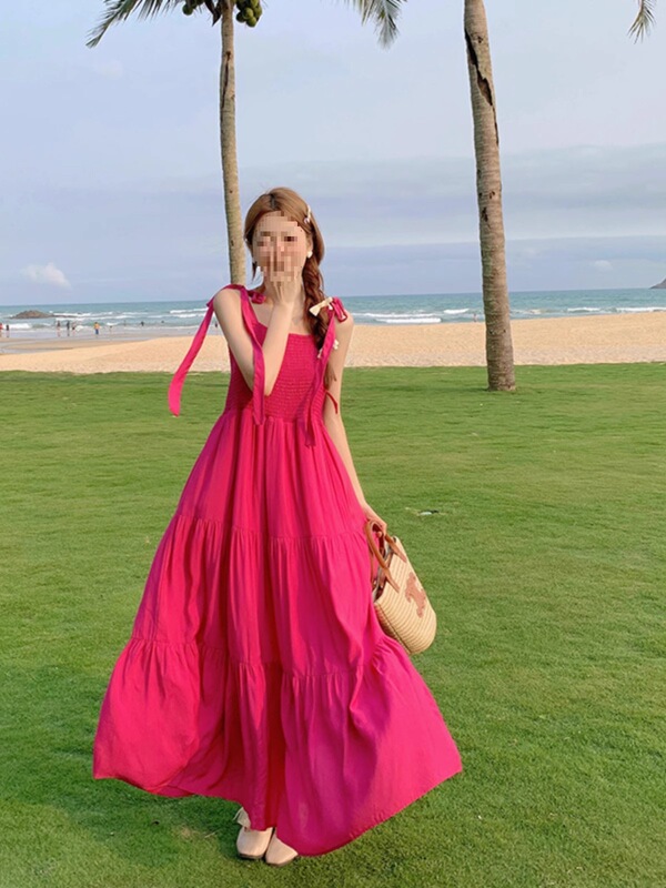 Plus-Size Sexy Vacation Style Large Size Spaghetti Strap Long Dress New Sweet Strapless Fresh Dress Plus-Size Sexy Vacation Style Large Size Spaghetti Strap Long Dress New Sweet Strapless Fresh Dress