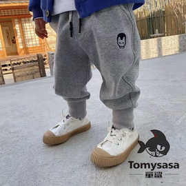 宝宝裤子秋冬款加绒男童卫裤休闲宽松运动裤小童外穿一体绒加绒裤