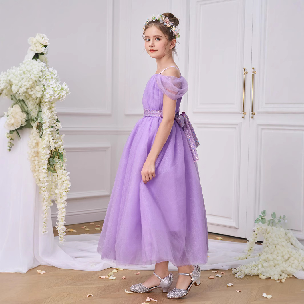 Vestidos para niños, vestidos de princesa, faldas de malla con lentejuelas, vestidos de tutú de escenario de temperamento de tela forjada, vestidos de fiesta para niñas, vestidos de noche