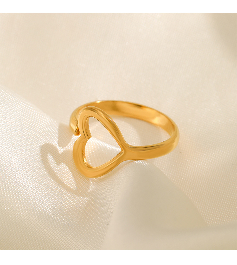 304 Stainless Steel 18K Gold Plated Simple Style Plating Heart Shape Open Ring display picture 1