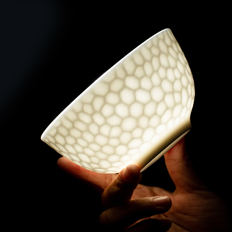 Jingdezhen tableware pure white bone china bowl creative relief porcelain bowl personalized household Rice Bowl Noodle Bowl soup bowl non-slip bowl