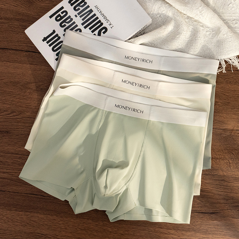 Verano helado sensación fría transpirable sin marcas antibacterianas pantalones de hombre sudor absorción de color sólido cuadrícula al por mayor