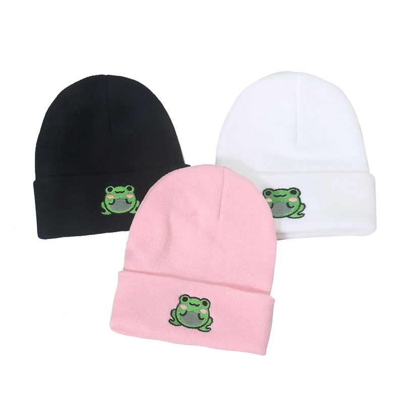 115g Weight Wool Cap Hats Type Unisex Fashion Frog Embroidery Crimping Wool Cap