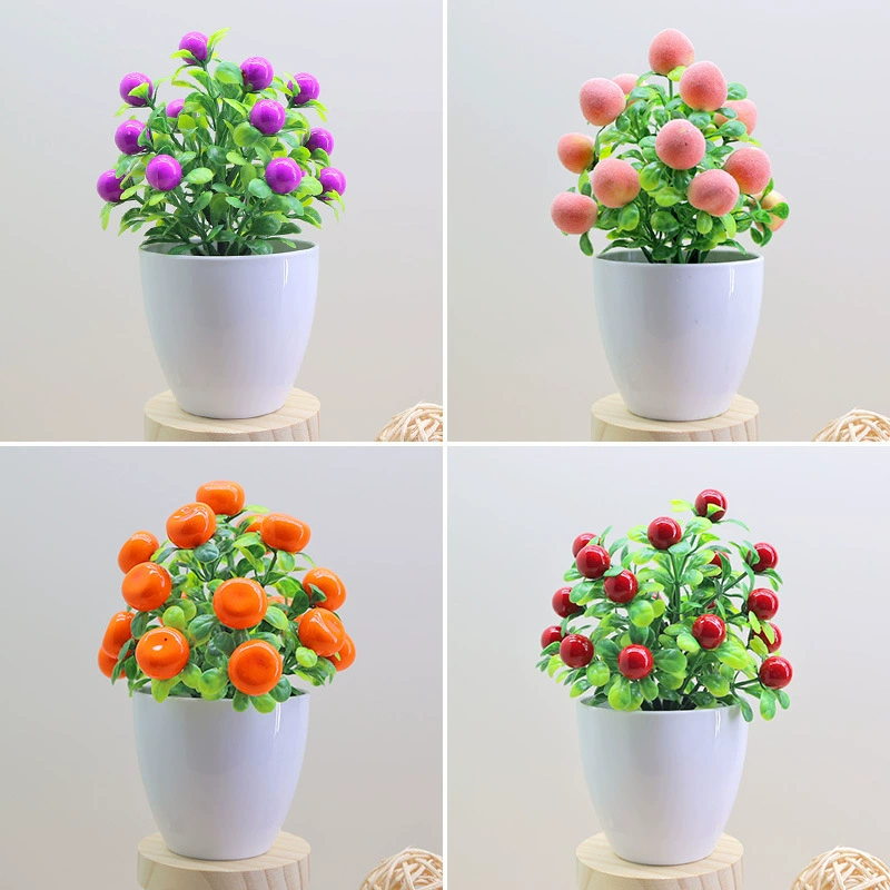 Производители напрямую поставляют имитацию горшечных поддельных цветов фруктовых растений мини-бонсай столешница украшения дома украшения симулированной зеленой посадки