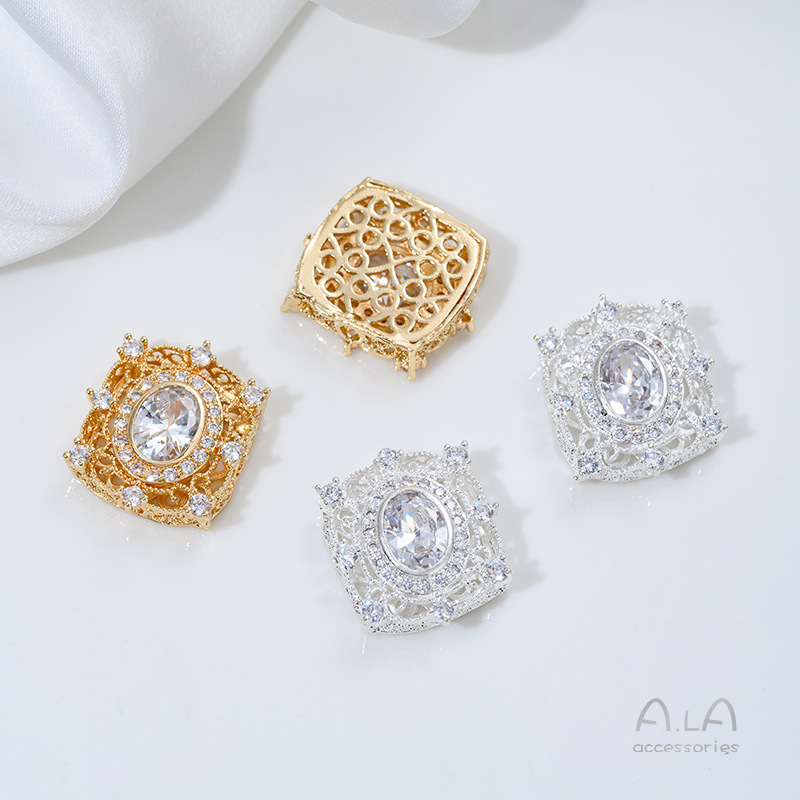 Wholesale 14K Gold-Plated Silver-Plated Zircon Round Water Drop Porous Loose Beads DIY Bracelet Necklace Jewelry Accessories
