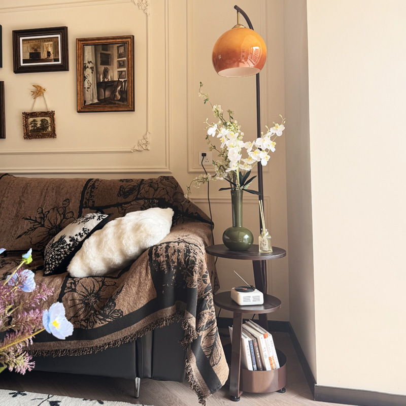 Floor lamp antique bedroom bedside table storage integrated grapefruit lamp living room sofa atmosphere tea table fishing