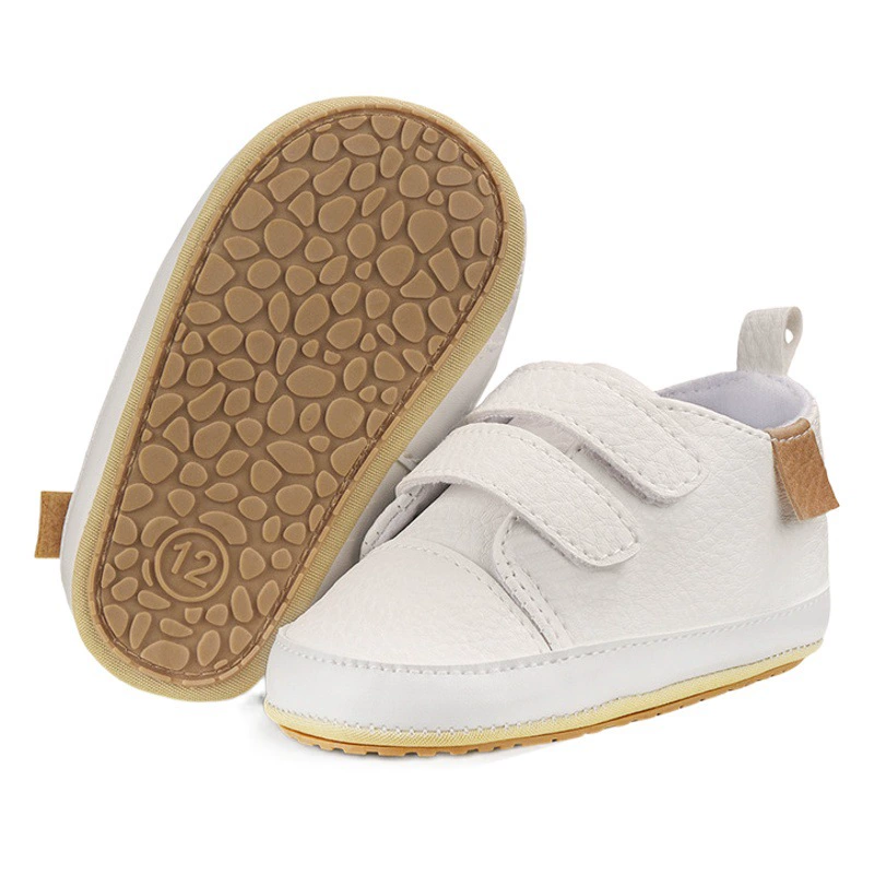Весна и осень От 0 до 1 года Обувь для малышей PU Velcro Baby Boys and Girls Wave Shoes Домашняя и уличная кожаная обувь с мягкой подошвой