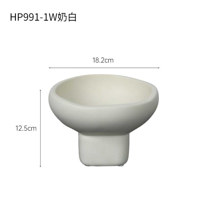 Creativo viento de crema de pie alto bandeja de frutas de cerámica moderna sala de estar decoración suave joyas bandeja de almacenamiento decoración