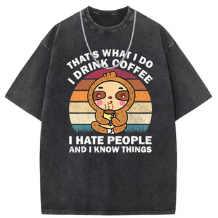 Short-sleeved T-shirt women's washed old American street original European and American men's clothing men's and women's custom