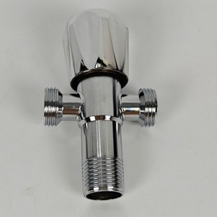 Plastic Wheel Electroplated Stainless Steel Double Outlet Angle Valve, One in and Two Out Angle Valve, Water Heater, Toilet Dual-Purpose Water Stop