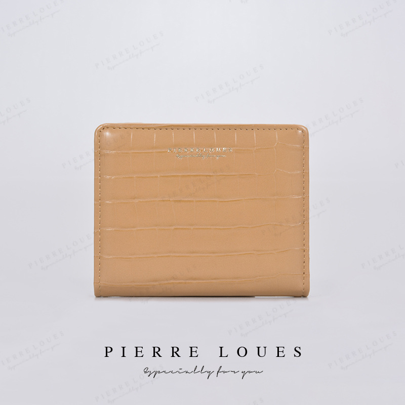 Cross-border spot francés de lujo ligero billetera corta de dama cocodrilo doble plegable multi-tarjeta cremallera bolso de cambio de mujer