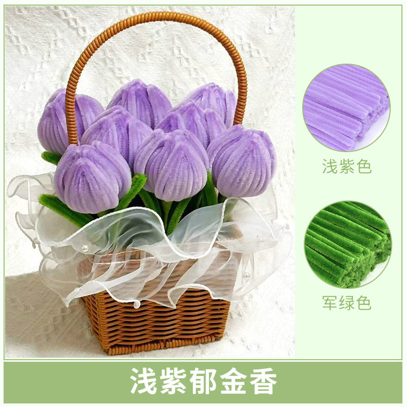 Turtle Twisted Stick Qixi ramo hecho a mano DIY paquete de materiales de tulipanes para niños encriptación raíz de lana trenzada conjunto completo de torsión