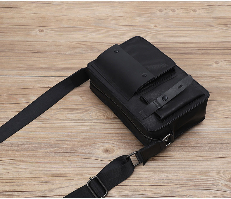 Túi đeo chéo nam da bò lớp đầu sức chứa lớn 27×9×18 cm — Màu đen chi tiết 19