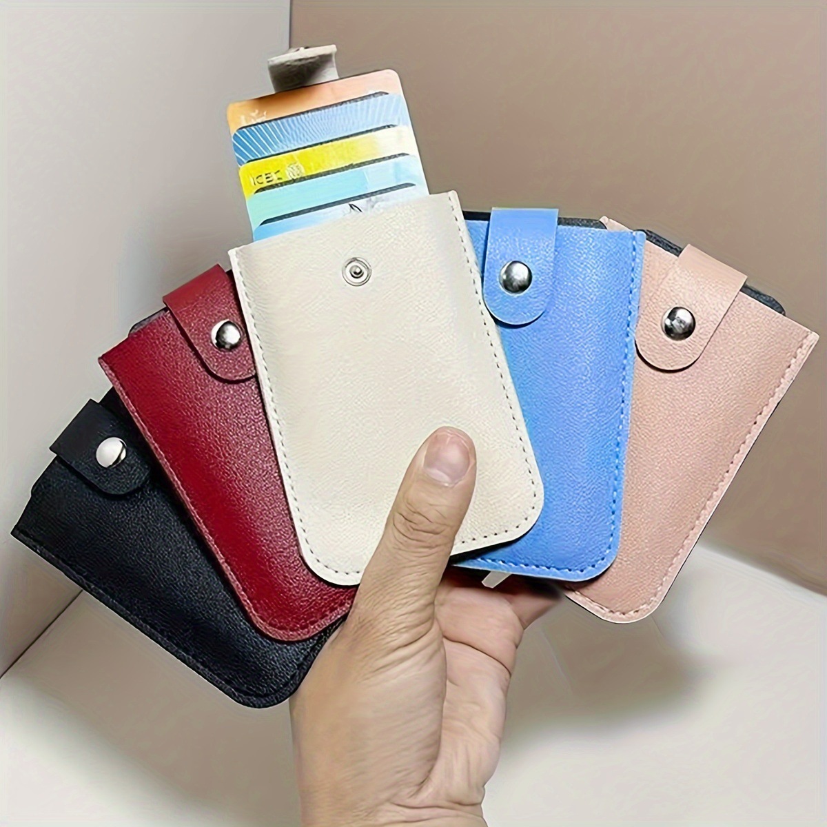 5pcs Women’s Synthetic Leather Wallets Sleek Solid Color