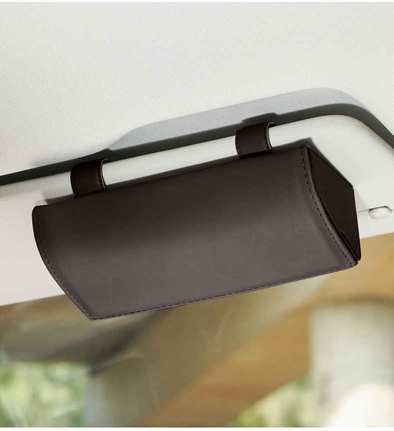 Car Glasses Case, Car Leather Sun Visor, Multi-Functional Storage Bill Holder, Car Sunglasses Case Can Be Ordered with Logo