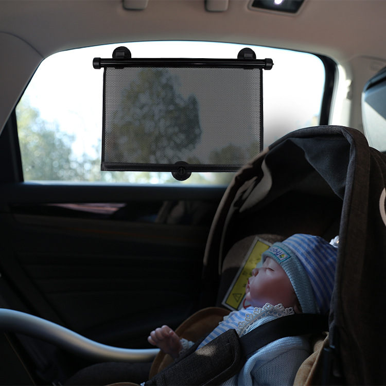 Retractable Sunshade for Cars, Children's Sun Protection and Heat Insulation Roller Blinds, Universal Car Window Curtains with Suction Cup Sunshade
