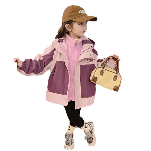 Women's 3-in-1 Waterproof Jacket, Detachable Hoodie,  New Thick Top for Girls, Autumn Fashion Children's Outerwear