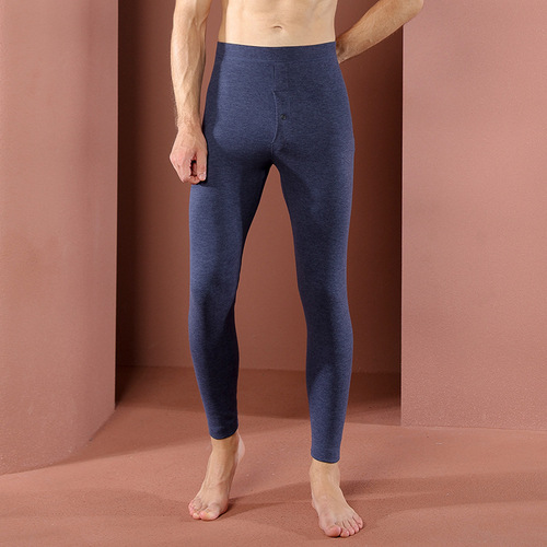 Double-sided brushed men's thermal pants men's thickened large size German velvet autumn pants men's slim bottoming pants for middle-aged and elderly people