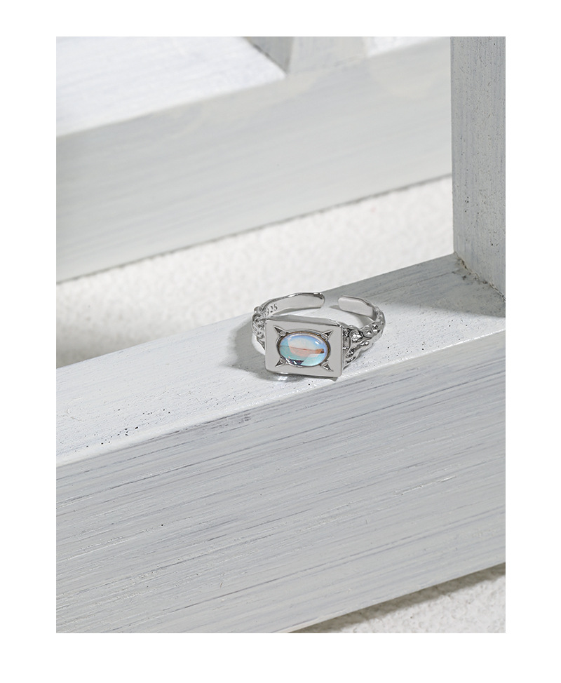 Fashion Square Sterling Silver Plating Moonstone Open Ring