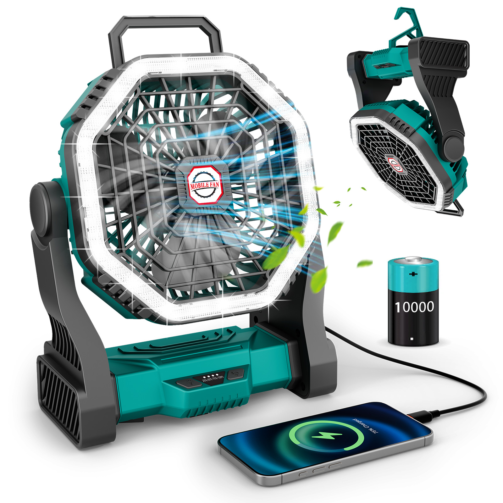 Transfronterizos para 2025 ventilador de pantalla recargable ventilador de camping ventilador portátil ventilador al aire libre