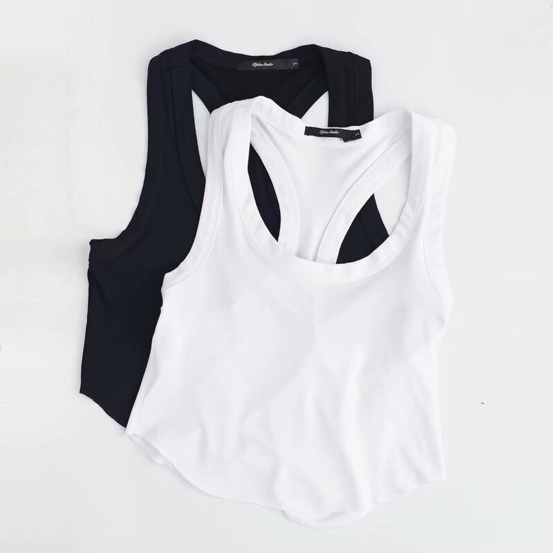 I-shaped Vest Small Sling Women's Summer Short Base Shirt Outer Wear Draped Elastic Curved Bottom Sleeveless T-shirt