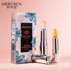 Mengxi blue flower crystal clear essential oil temperature-changing lip balm moisturizing and moisturizing jelly lip balm non-stick cup color-changing lipstick