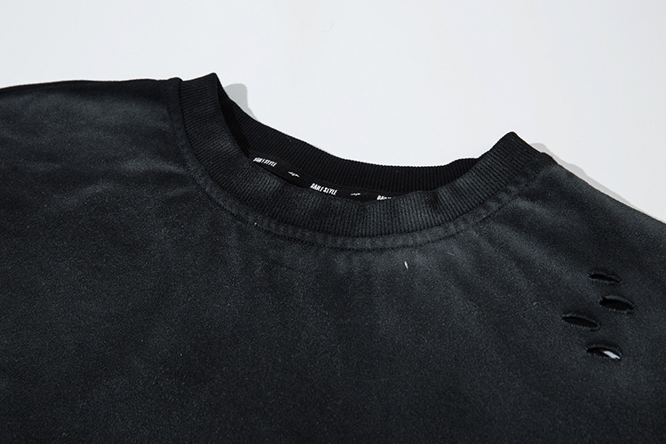 T-shirt ample à col rond pour homme avec motif délavé et ancien_voghion.com