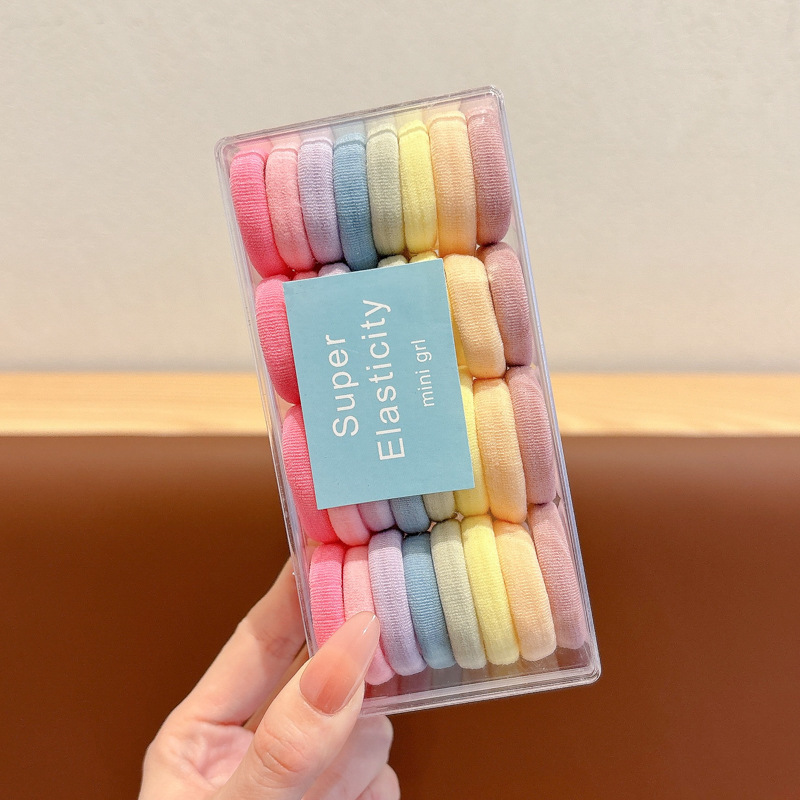 2025 nuevo anillo de cabello para niños de color sólido grueso toalla gruesa cuerda de cabello no es fácil de romper elástica cola de caballo tocado de banda de goma