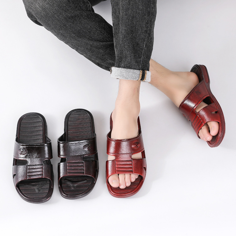 Cantonese Oil Slippers Taiwan New Middle-aged and Elderly Men's Summer Cool Slippers Wear-resistant Indoor and Outdoor Slippers Home Bathroom Slippers