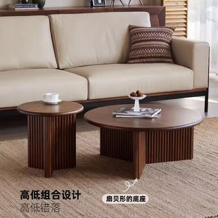 A0 French Cream Style Round Solid Wood Coffee Table Side Table Combination Vintage Coffee Table Tea Table Middle Ancient Round Table Corner Table