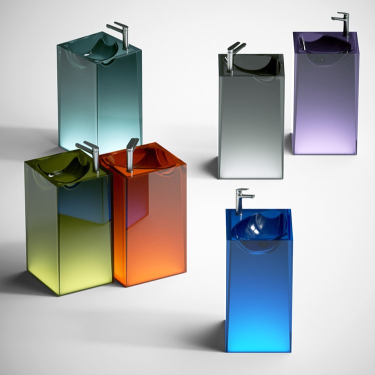 Luxury Homestay Transparent Resin Column Basin Hotel Integrated Floor Washbasin Household Toilet Column Basin