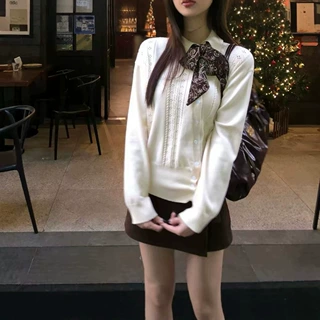 POLO领针织开衫女款2026新款冬季穿搭设计感上衣小众韩系毛衣外套