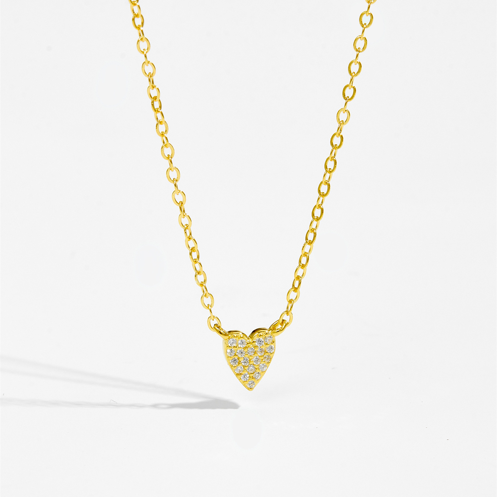 cable chain Chain Type 1 Piece Quantity 925 Sterling Silver Rhinestones Inlay Solid Color Pendant Necklace