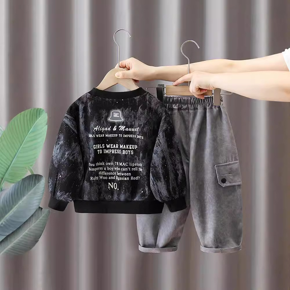 6309 ropa para niños traje de suéter para niños primavera y otoño 2025 otoño nueva ropa para niños traje de dos piezas de ropa de otoño para niños