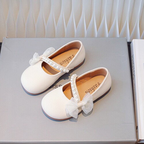 Children's Butterfly Princess Shoes for Girls 2025 Spring and Autumn Season Comfortable Soft Sole Fashion Pearl Shoes