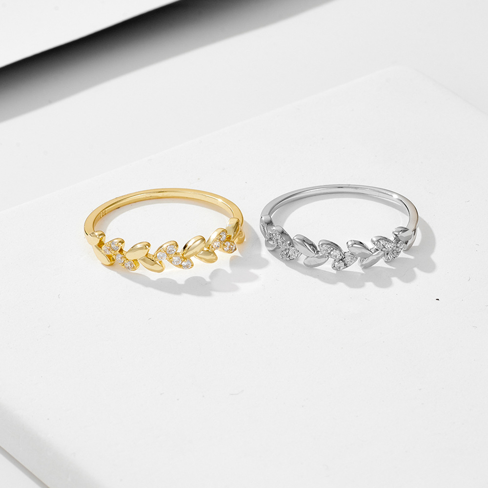 Europeo y americano ins luz lujo nicho diseño diamante incrustado trigo oído plata esterlina anillo frío estilo de alto grado sentido todo partido anillo pulsera