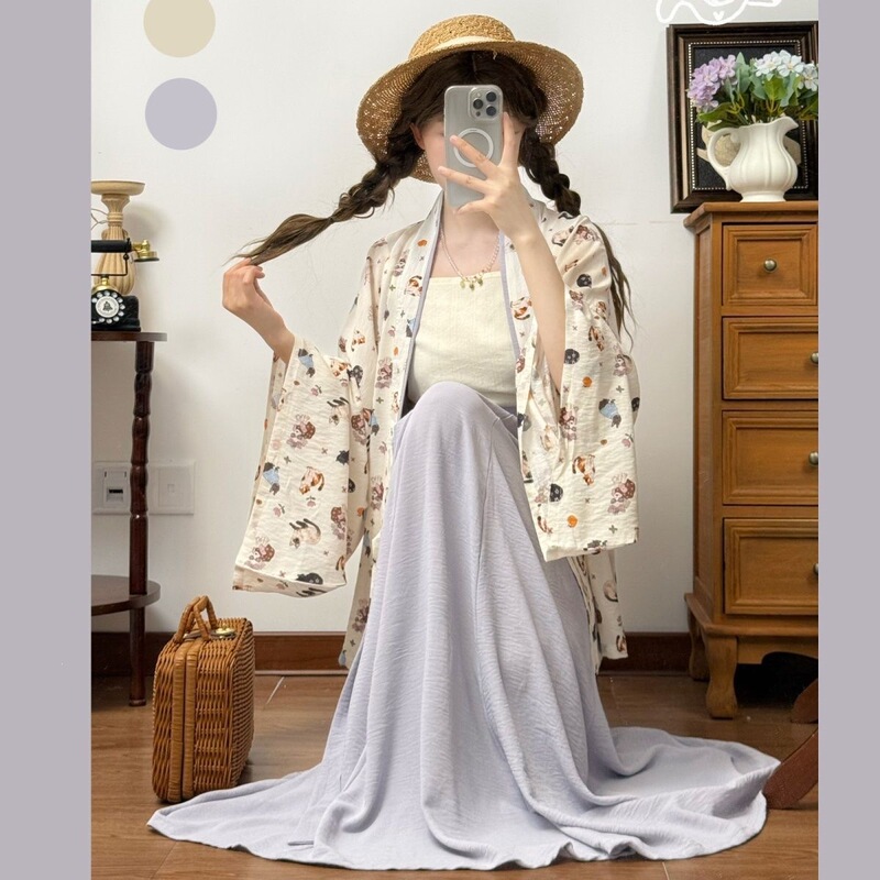 Lightweight Pleated Clothing in Jin-Style, Modified for Summer, Spring, and Autumn, with Suspenders and Eight-Panel Skirt, Suitable for Daily Wear, Versatile, and Suitable for Commuting, Hanfu