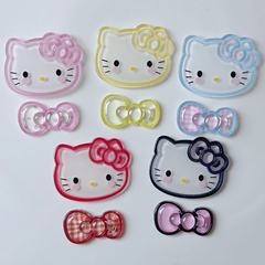 かわいい漫画クリア KT 猫ヘッド小さな弓アクセサリーセット DIY 手作り素材携帯電話ケース装飾
