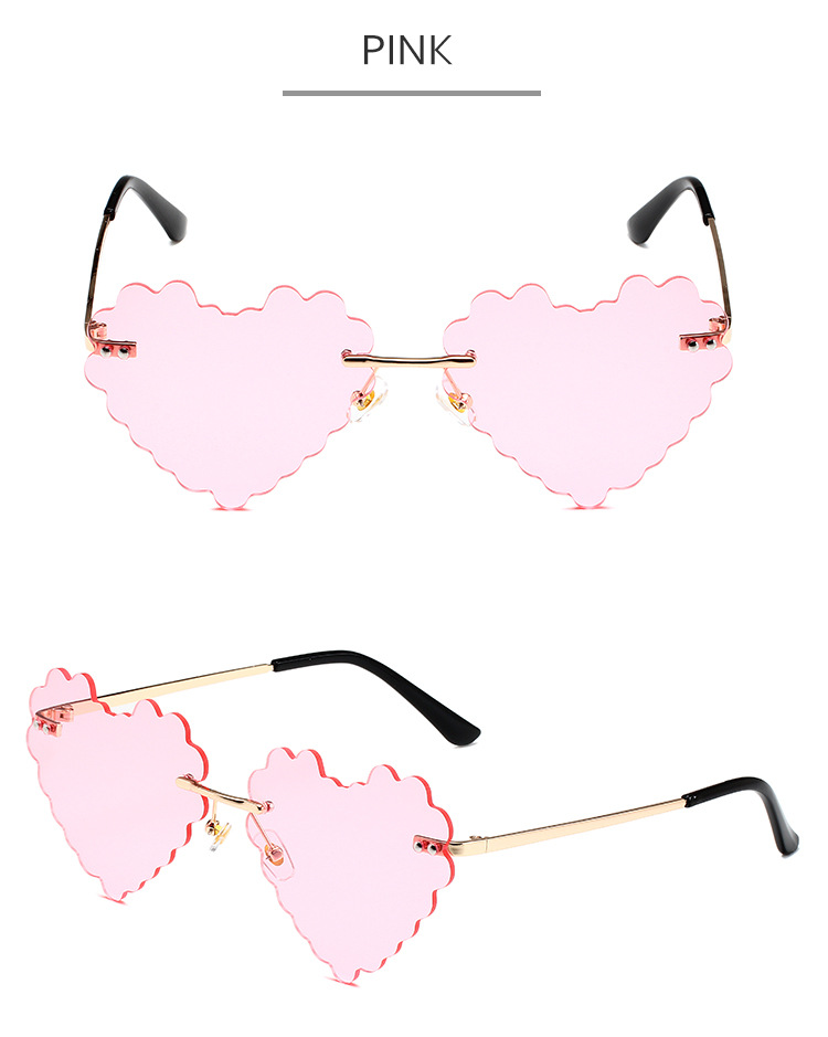 60g Weight Frameless Glasses Structure Sunglasses Classification PC, UV400 Protection, Tinted Lenses Lens Material Special-Shaped Mirror Glasses Style Outdoor, Travel, Beach Occasion Heart Shape Pattern All Seasons Season Women's Gender Novelty, Classic Style Style Novelty Classic Style Heart Shape PC UV400 Protection Tinted Lenses Special-Shaped Mirror Frameless Women's Sunglasses 8