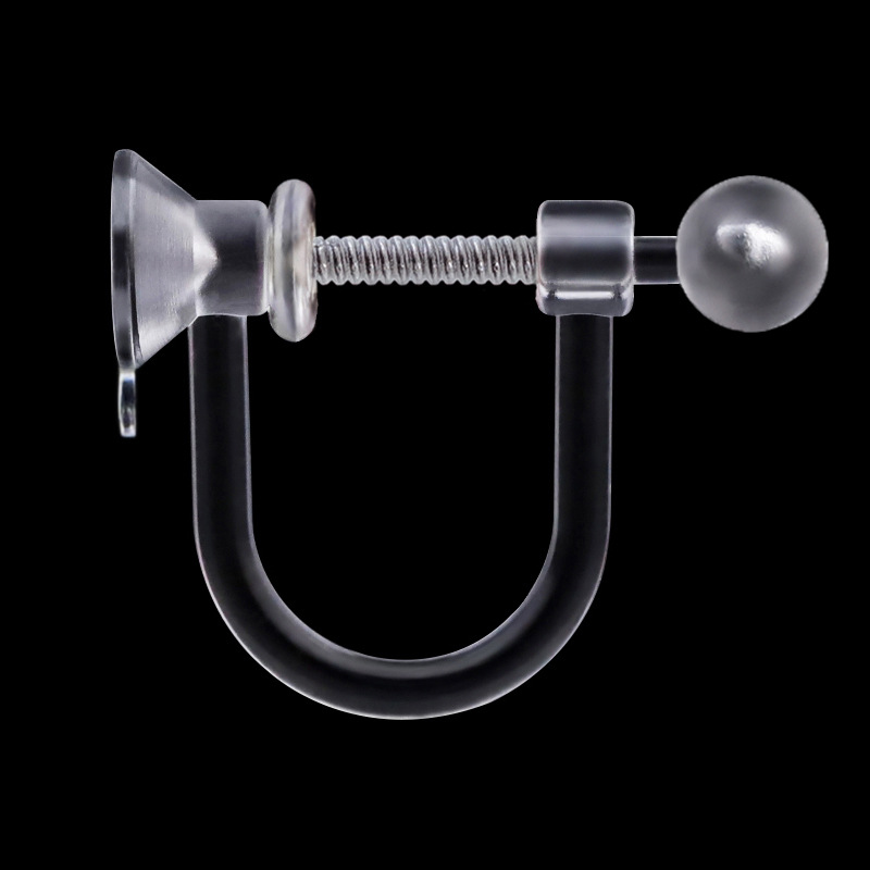 One end is a 3mm transparent bead and the other is a drill cup with flat hanging resin spring ear clips [without spring]