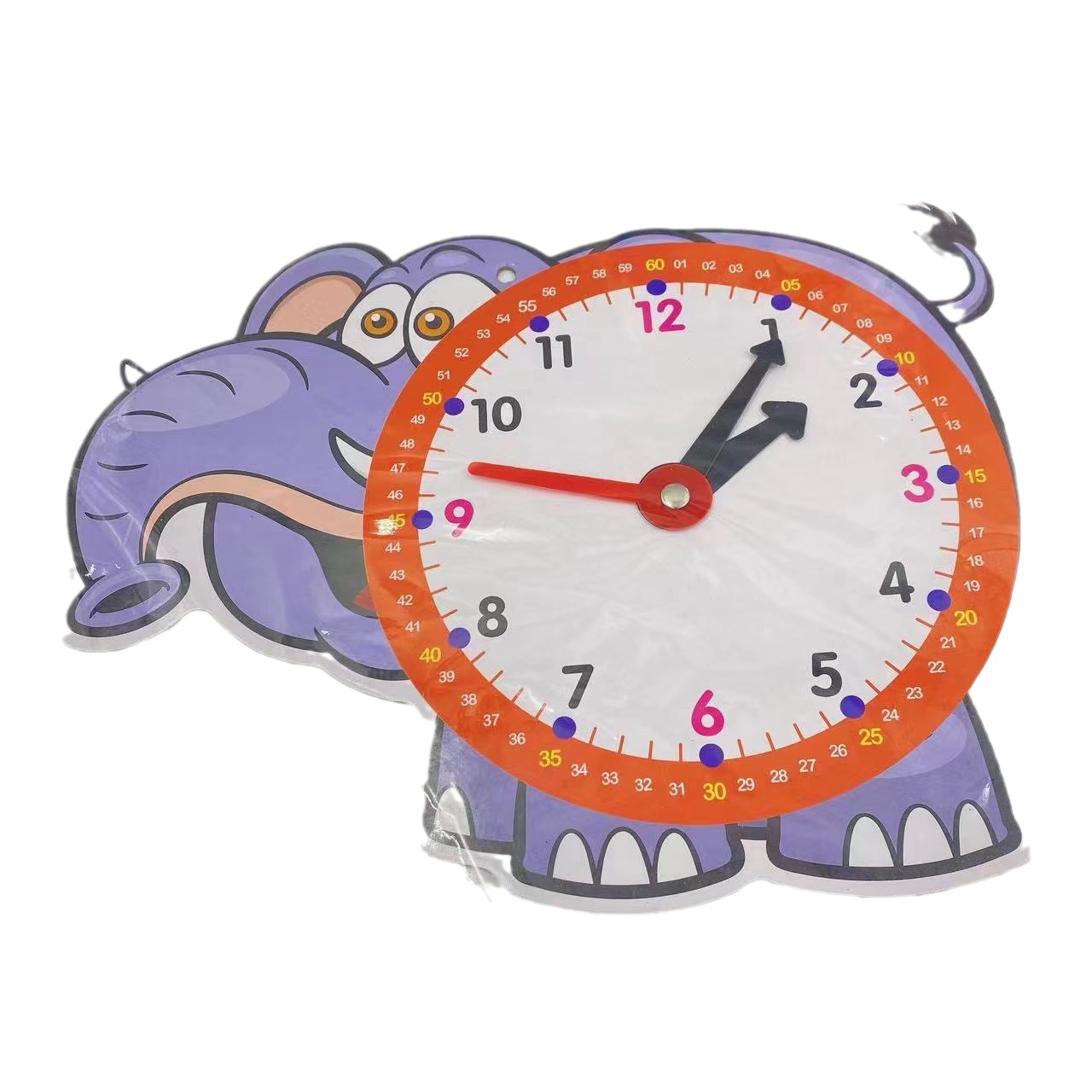 Tarjeta de reloj de enseñanza para niños herramientas de aprendizaje de la primera infancia Reconocimiento de reloj de cartón minuto y segundo dispositivo de aprendizaje de tres pines