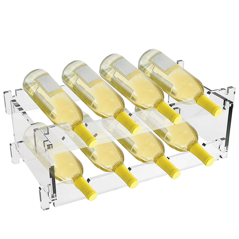 8瓶葡萄酒架台面独立式可堆叠小型葡萄酒架2层透明酒瓶展示存放架