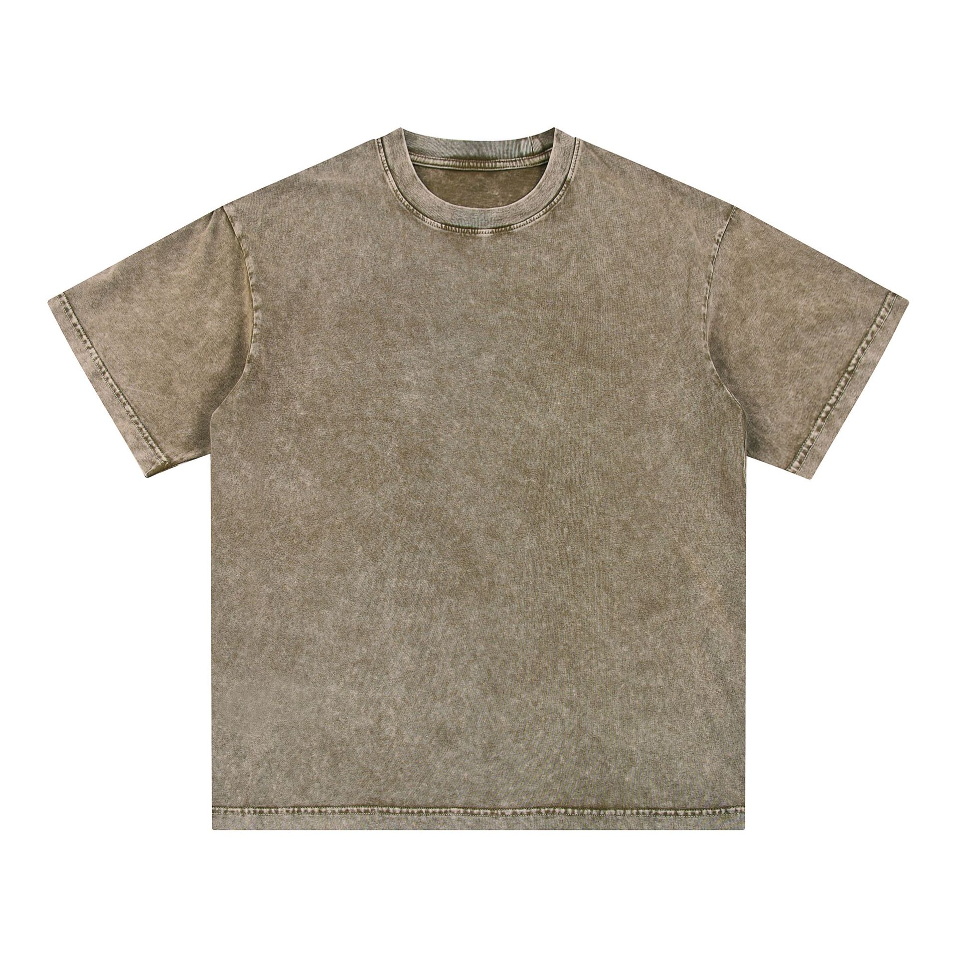 Transfronterizo europeo y americano pesado copo de nieve frito algodón retro lavado y viejo OVERSIZE camiseta de manga corta personalizada de marca de moda de bricolaje