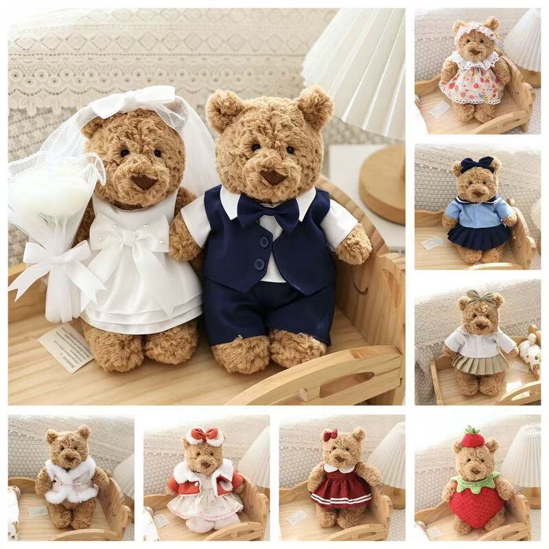 28cm Barcelona Bear plush toy clothes, bear wedding dress, bow tie, suit, traditional Chinese outfit, cute strawberry outfit