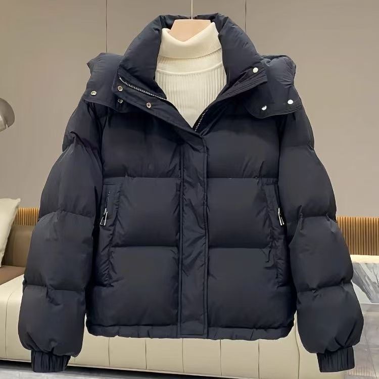 美拉德短款小个子连帽羽绒棉服女2025新款宽松大码加厚冬外套女装|undefined